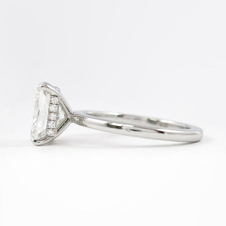 Cushion Cut Hidden Halo Moissanite Diamond Ring