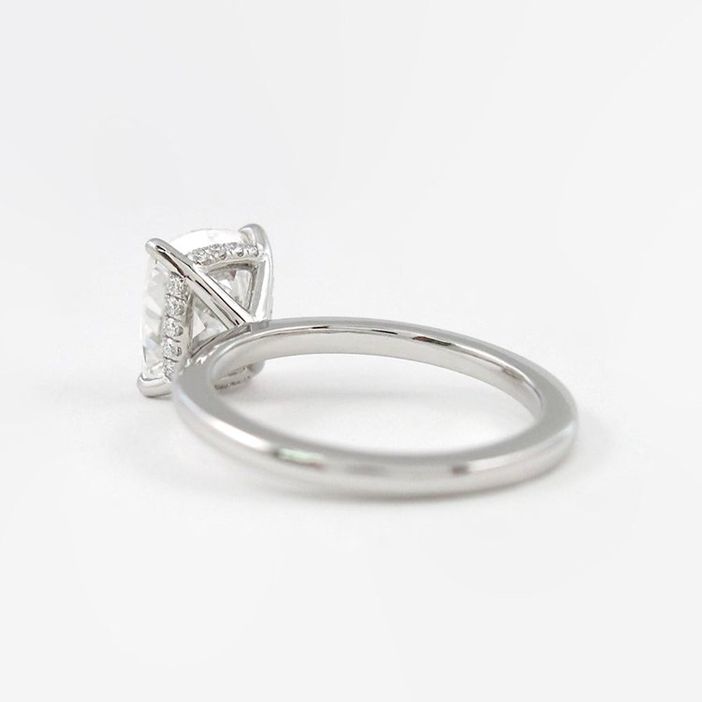 Cushion Cut Hidden Halo Moissanite Diamond Ring