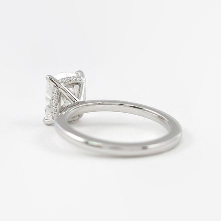 Cushion Cut Hidden Halo Moissanite Diamond Ring