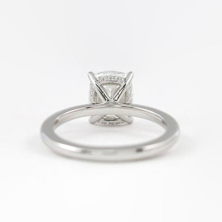 Cushion Cut Hidden Halo Moissanite Diamond Ring