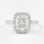 Vintage Halo Cushion Cut Moissanite Wedding Proposal Ring