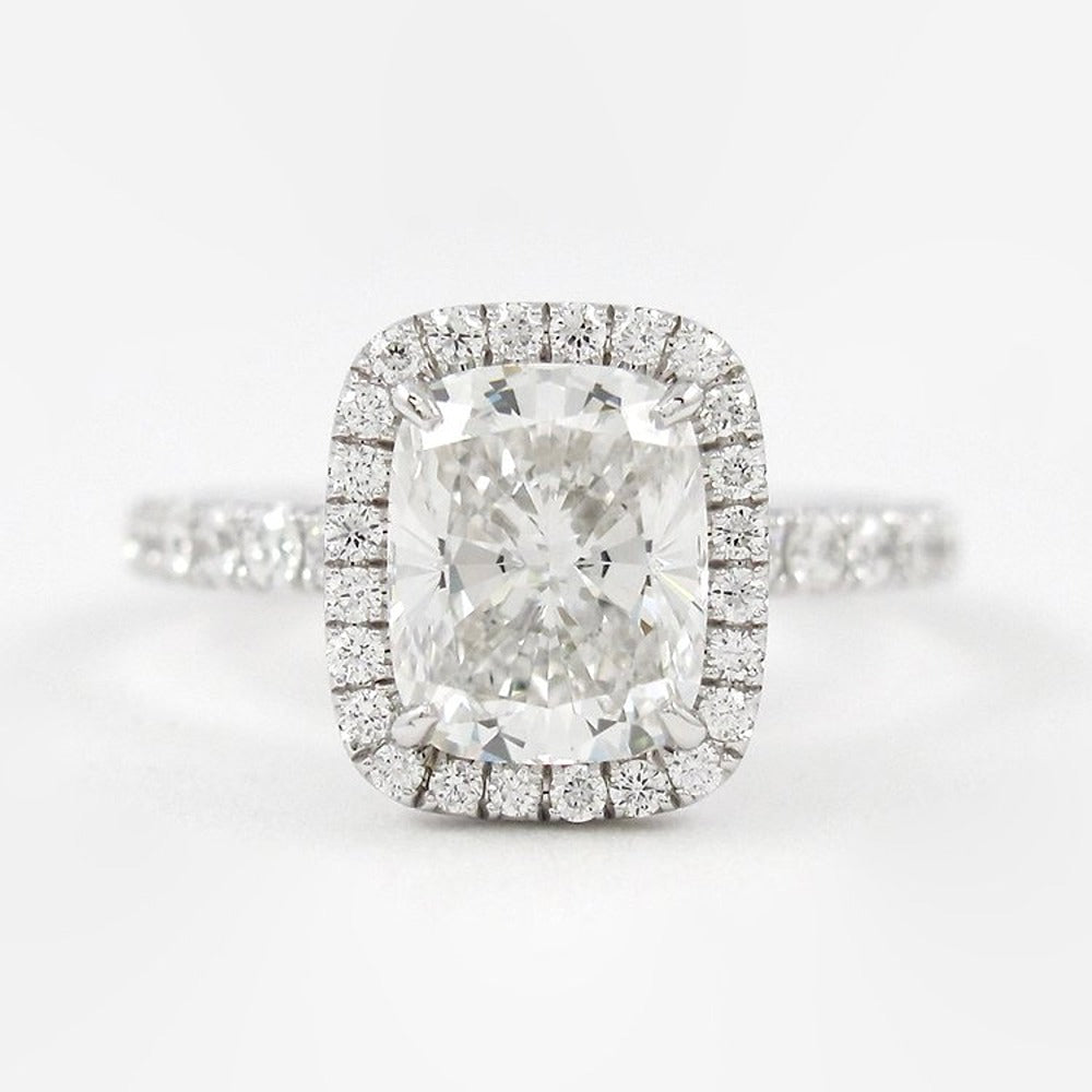 Vintage Halo Cushion Cut Moissanite Wedding Proposal Ring