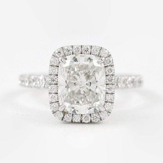 Vintage Halo Cushion Cut Moissanite Wedding Proposal Ring