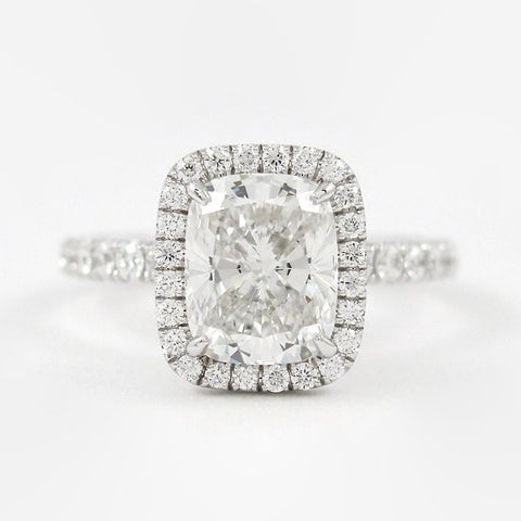 Vintage Halo Cushion Cut Moissanite Wedding Proposal Ring