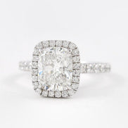 Vintage Halo Cushion Cut Moissanite Wedding Proposal Ring