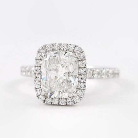 Vintage Halo Cushion Cut Moissanite Wedding Proposal Ring
