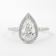 Moissanite Diamond Pear Cut Halo & Pave Set Fancy Ring