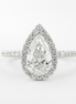Moissanite Diamond Pear Cut Halo & Pave Set Fancy Ring
