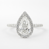 Moissanite Diamond Pear Cut Halo & Pave Set Fancy Ring