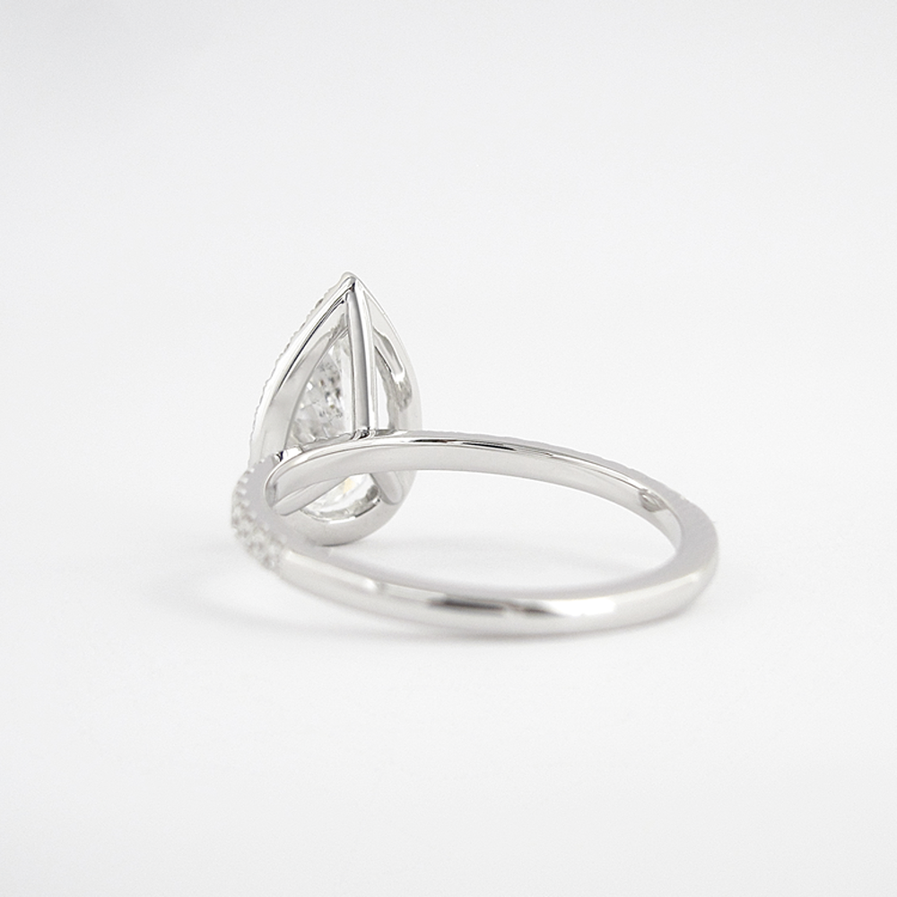 Moissanite Diamond Pear Cut Halo & Pave Set Fancy Ring