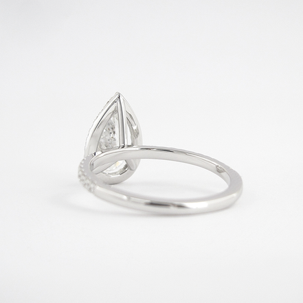 Moissanite Diamond Pear Cut Halo & Pave Set Fancy Ring