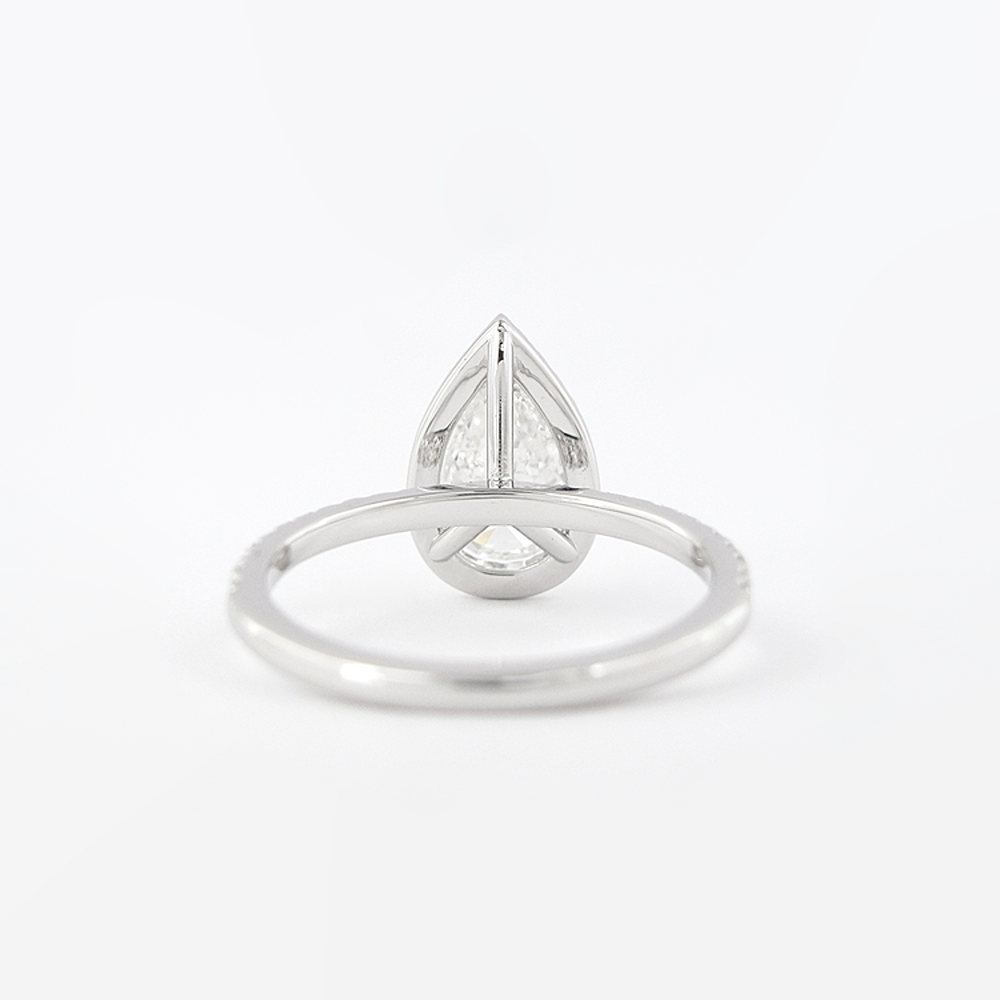 Moissanite Diamond Pear Cut Halo & Pave Set Fancy Ring