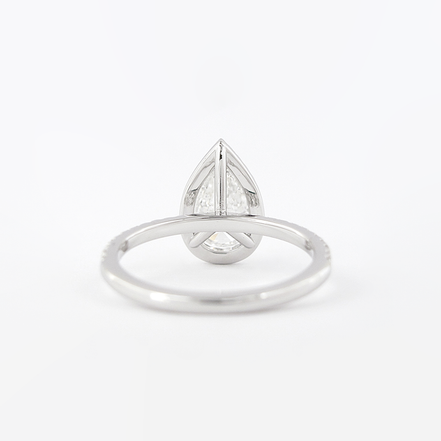 Moissanite Diamond Pear Cut Halo & Pave Set Fancy Ring