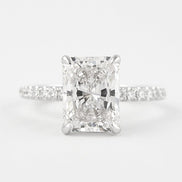 Moissanite Colorless Radiant Cut Hidden Halo Ring