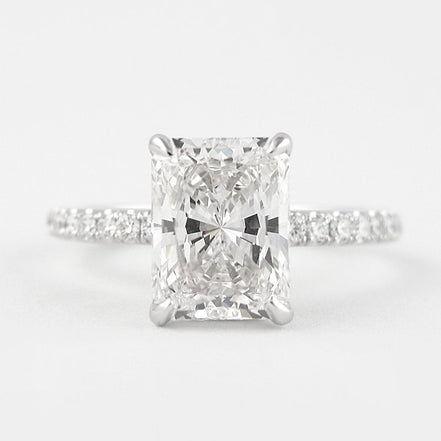 Moissanite Colorless Radiant Cut Hidden Halo Ring