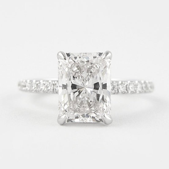 Moissanite Colorless Radiant Cut Hidden Halo Ring