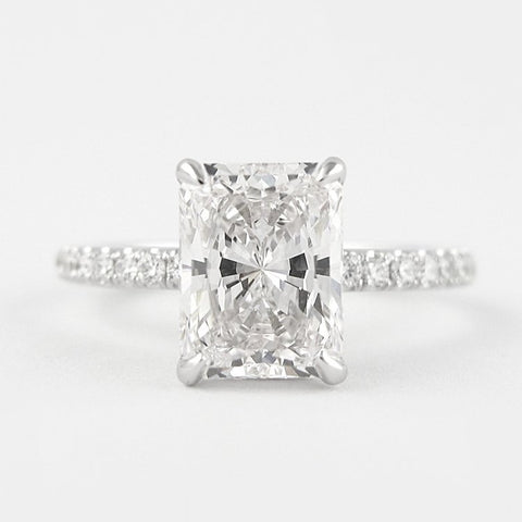 Moissanite Colorless Radiant Cut Hidden Halo Ring