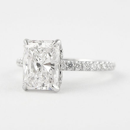 Moissanite Colorless Radiant Cut Hidden Halo Ring