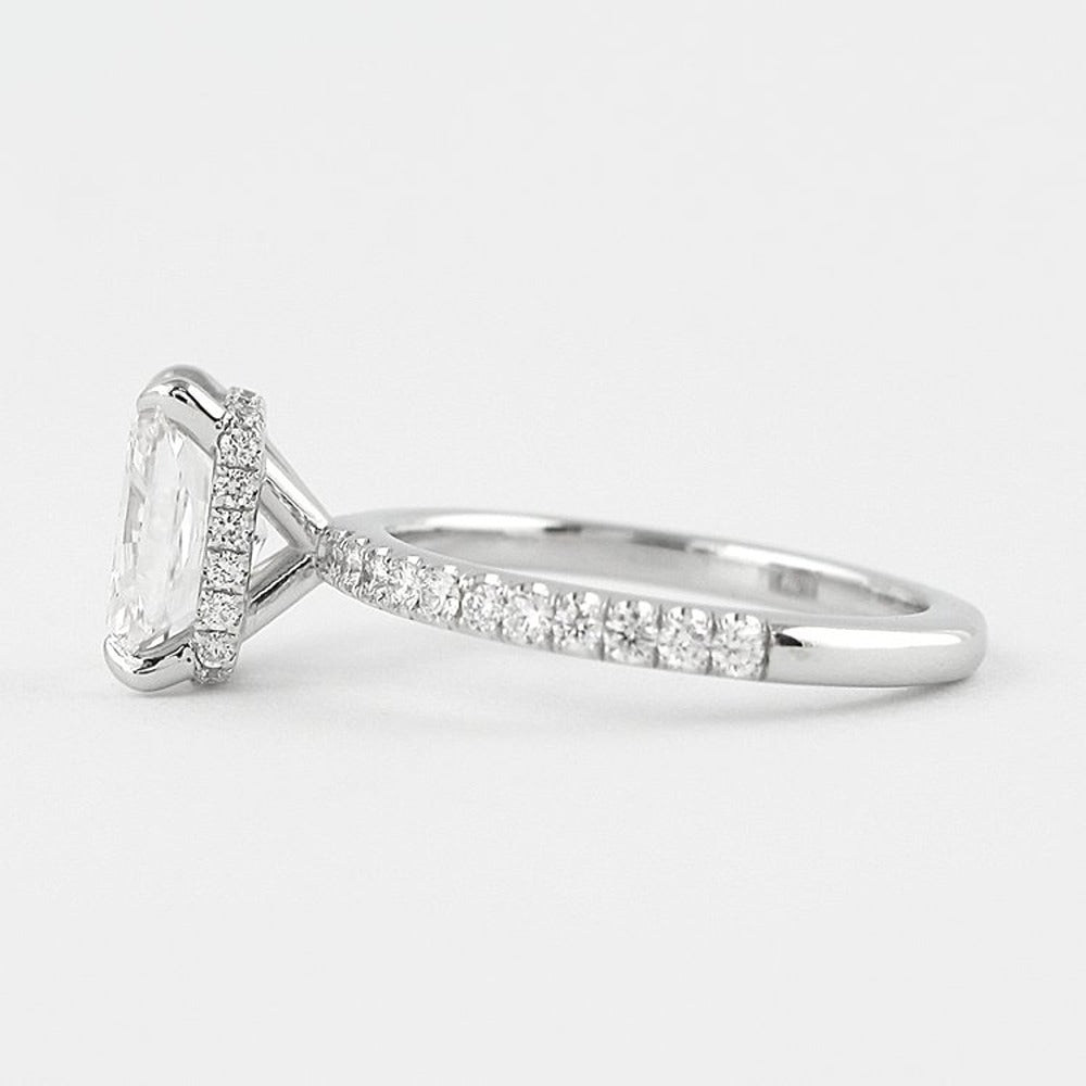 Moissanite Colorless Radiant Cut Hidden Halo Ring