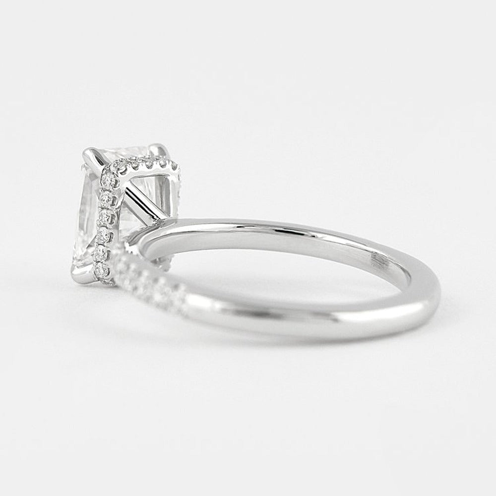 Moissanite Colorless Radiant Cut Hidden Halo Ring