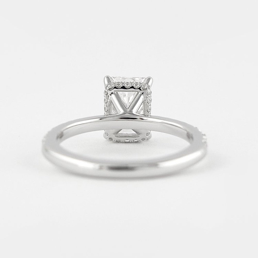 Moissanite Colorless Radiant Cut Hidden Halo Ring