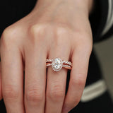 Colorless Moissanite Twisted Oval Cut Bridal Ring Set
