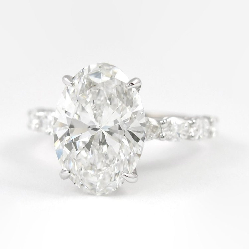 Oval Cut Side Accent VVS1 Clarity Moissanite Valentine Day Gift