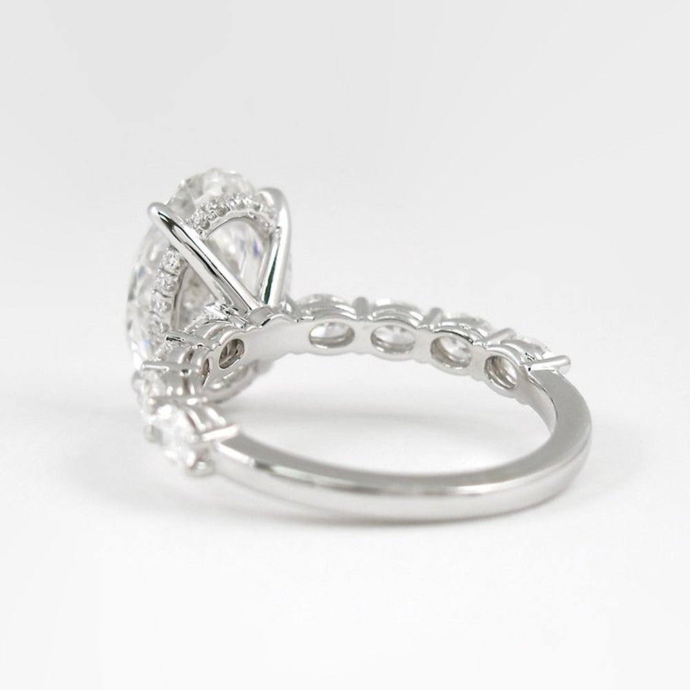 Oval Cut Side Accent VVS1 Clarity Moissanite Valentine Day Gift