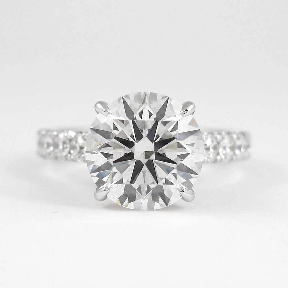 Round Cut Hidden Accent Moissanite Wedding Proposal Ring