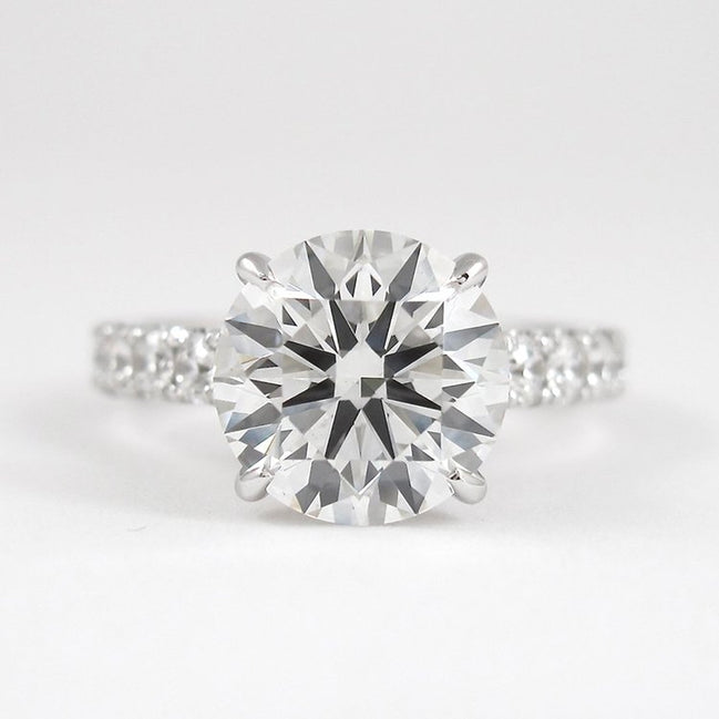 Round Cut Hidden Accent Moissanite Wedding Proposal Ring