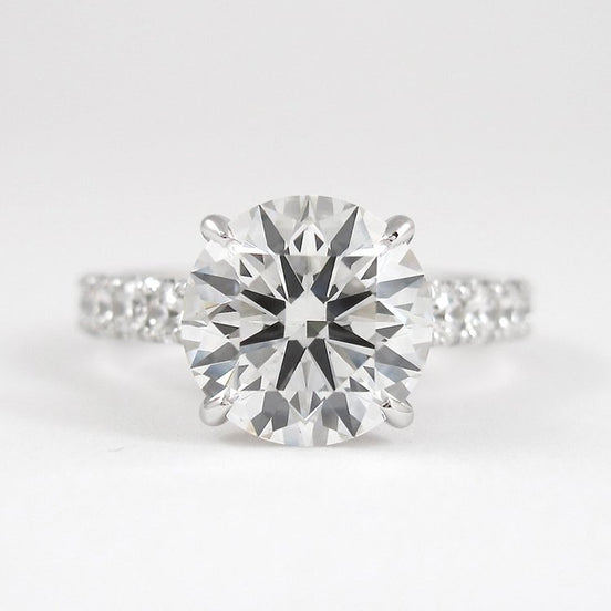 Round Cut Hidden Accent Moissanite Wedding Proposal Ring