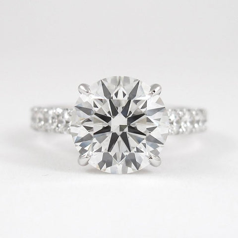 Round Cut Hidden Accent Moissanite Wedding Proposal Ring