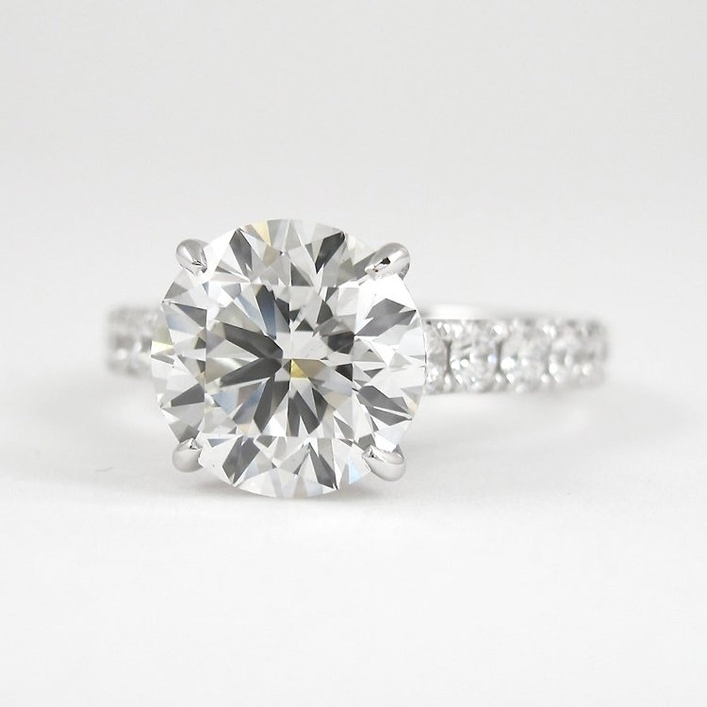 Round Cut Hidden Accent Moissanite Wedding Proposal Ring