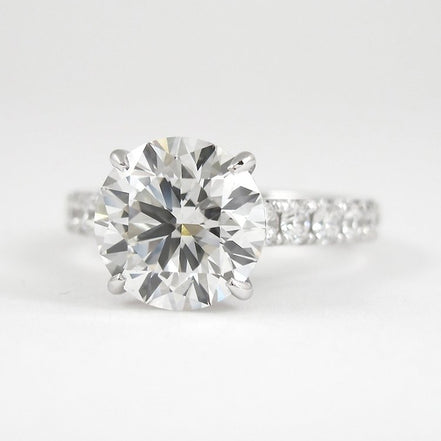 Round Cut Hidden Accent Moissanite Wedding Proposal Ring