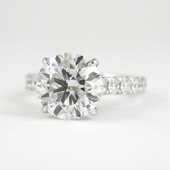 Round Cut Hidden Accent Moissanite Wedding Proposal Ring