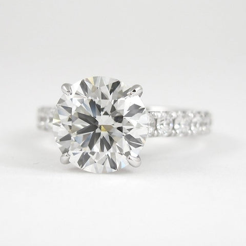 Round Cut Hidden Accent Moissanite Wedding Proposal Ring