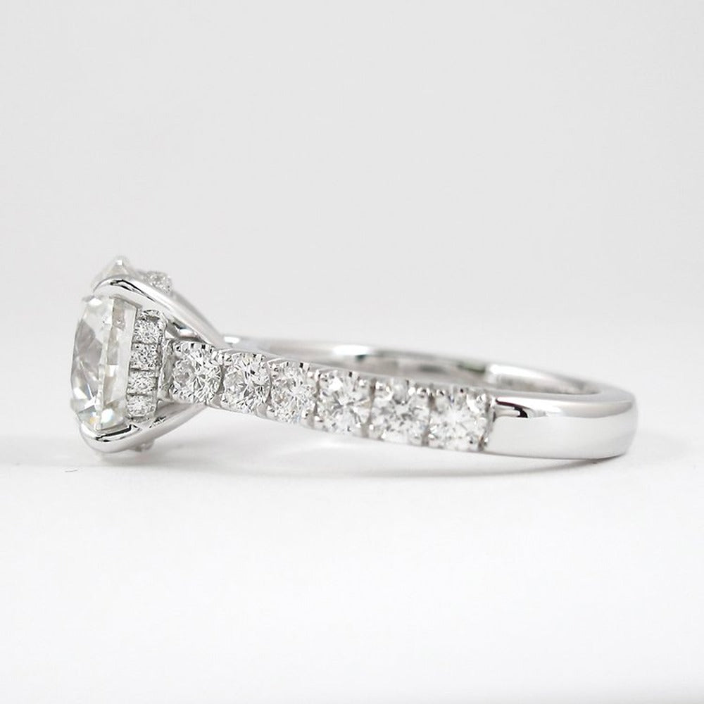 Round Cut Hidden Accent Moissanite Wedding Proposal Ring