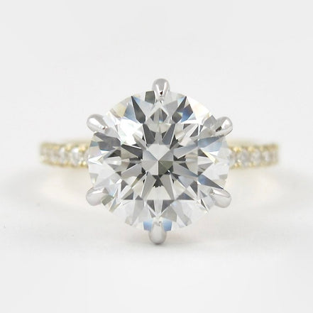 Round Cut Moissanite Pave Set Engagement Ring