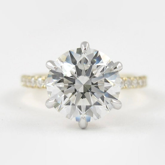 Round Cut Moissanite Pave Set Engagement Ring