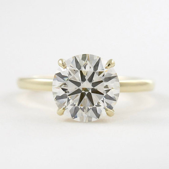 Round Cut Moissanite Hidden Accent Engagement Wedding Ring