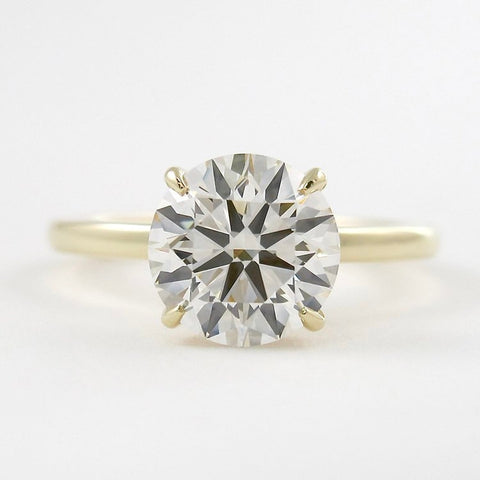 Round Cut Moissanite Hidden Accent Engagement Wedding Ring