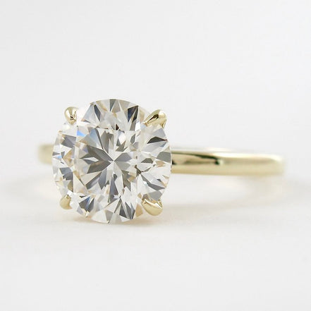 Round Cut Moissanite Hidden Accent Engagement Wedding Ring