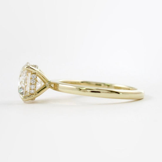 Round Cut Moissanite Hidden Accent Engagement Wedding Ring