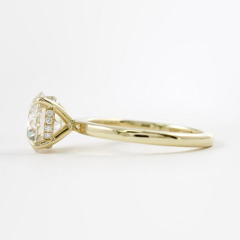 Round Cut Moissanite Hidden Accent Engagement Wedding Ring
