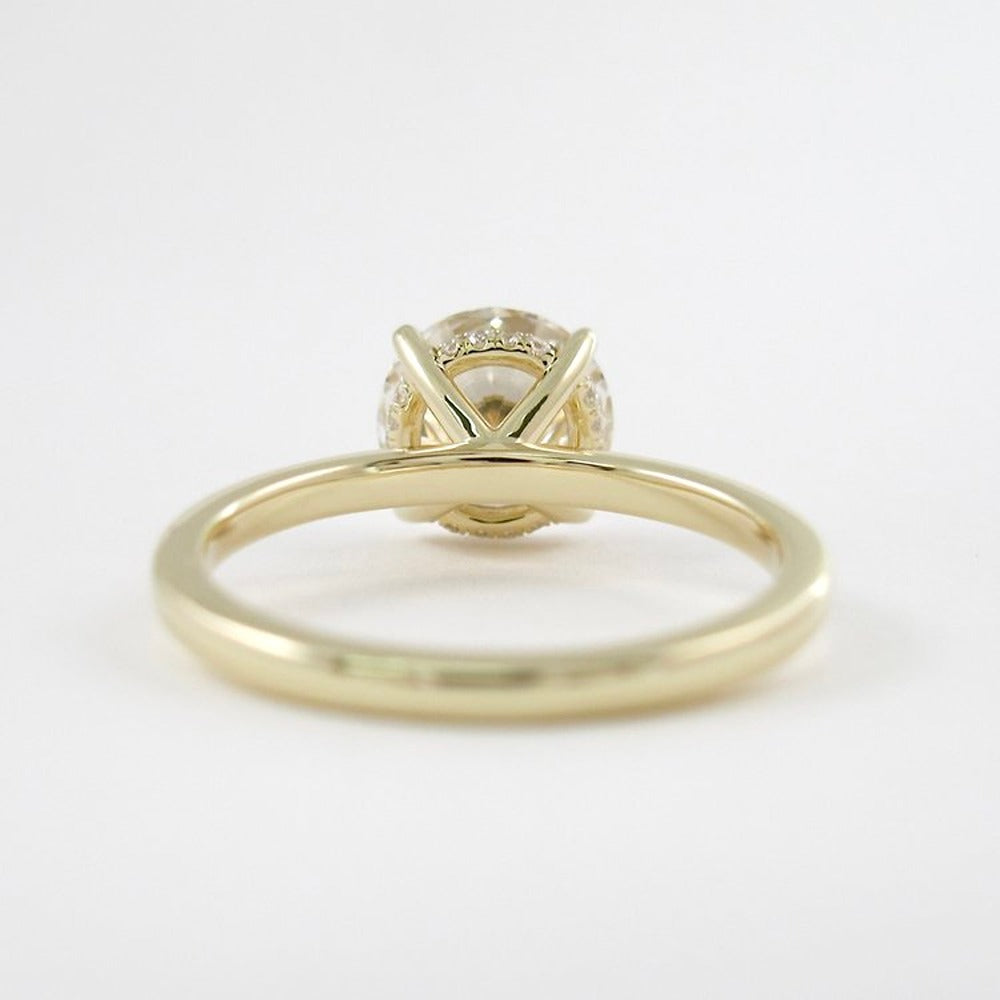 Round Cut Moissanite Hidden Accent Engagement Wedding Ring