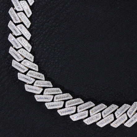 Round & Baguette Moissanite Diamond Cuban
