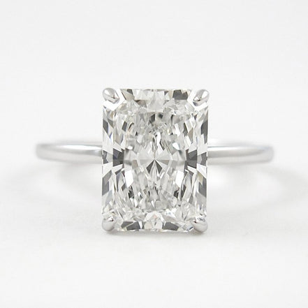 D Color Radiant Cut Moissanite Hidden Halo Engagement Ring