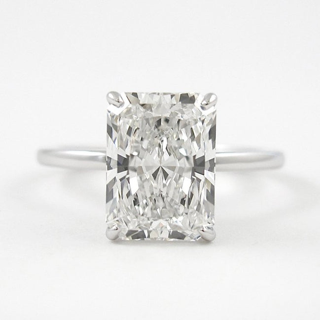 D Color Radiant Cut Moissanite Hidden Halo Engagement Ring