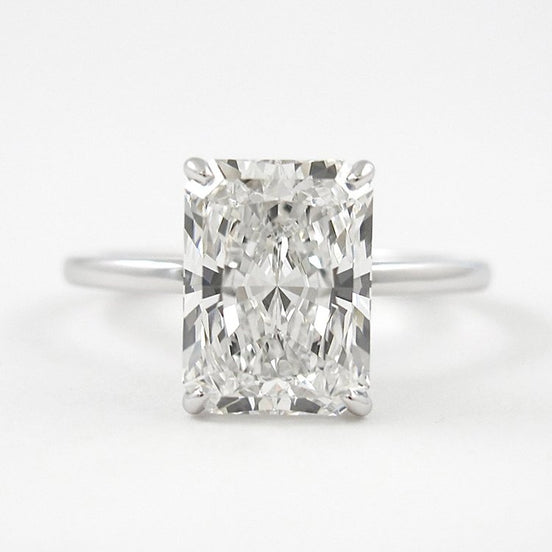 D Color Radiant Cut Moissanite Hidden Halo Engagement Ring