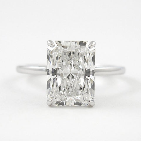 D Color Radiant Cut Moissanite Hidden Halo Engagement Ring